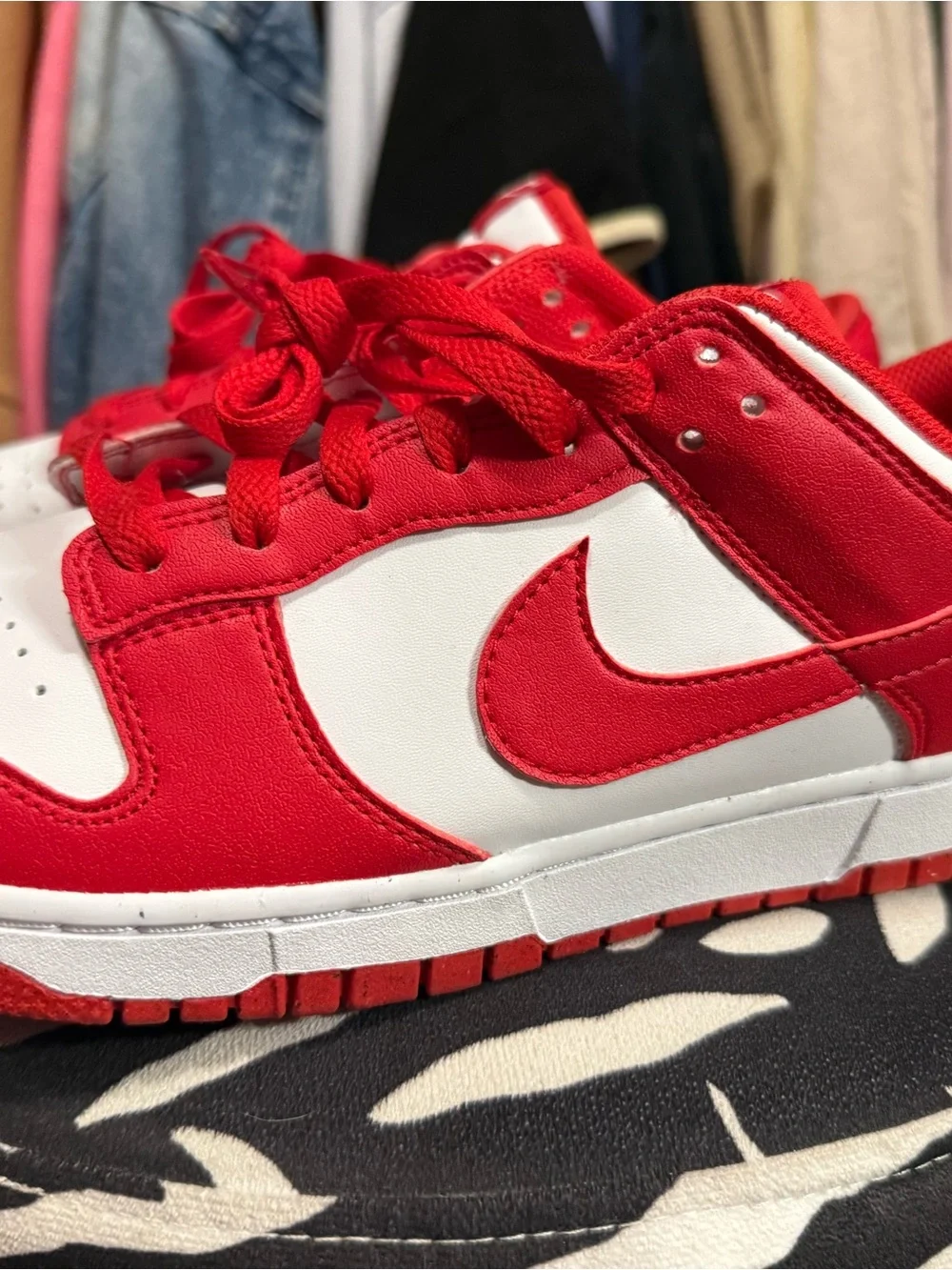 Nike Red and White Low-Top Sneakers
